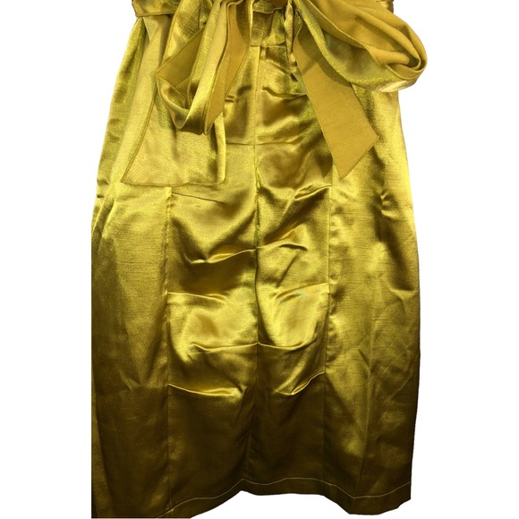 Junior’s Trixxi Strapless Pleated Stretch Empire Waist Chartreuse Dress - 5 - Picture 7 of 13